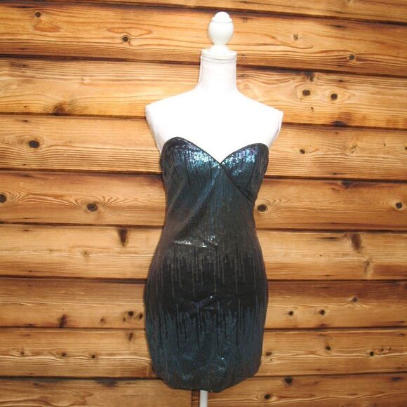 H:ours Stretch Sequin Strapless Mini Dress - Picture 1 of 7